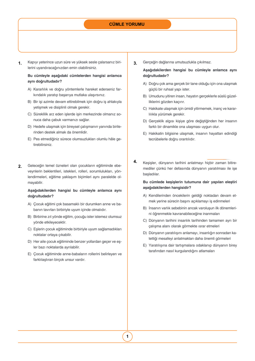 Cümle Yorumu PDF İndir