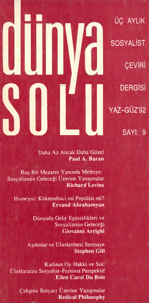 Dünya Solu: 3 Aylık Sosyalist Çeviri Dergisi Sayı 009 PDF İndir