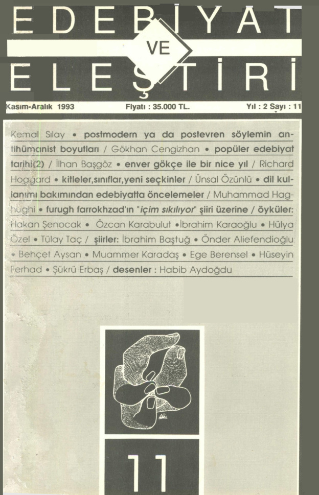 Edebiyat ve Eleştiri Sayı 011 Kasım-Aralık 1993 PDF İndir – Edebiyat ve Eleştiri Dergi