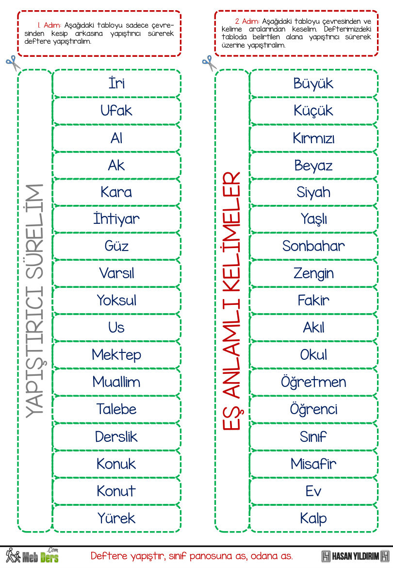 Eş Anlamlı Kelimeler İnteraktif Defter Çalışması PDF İndir – Komisyon