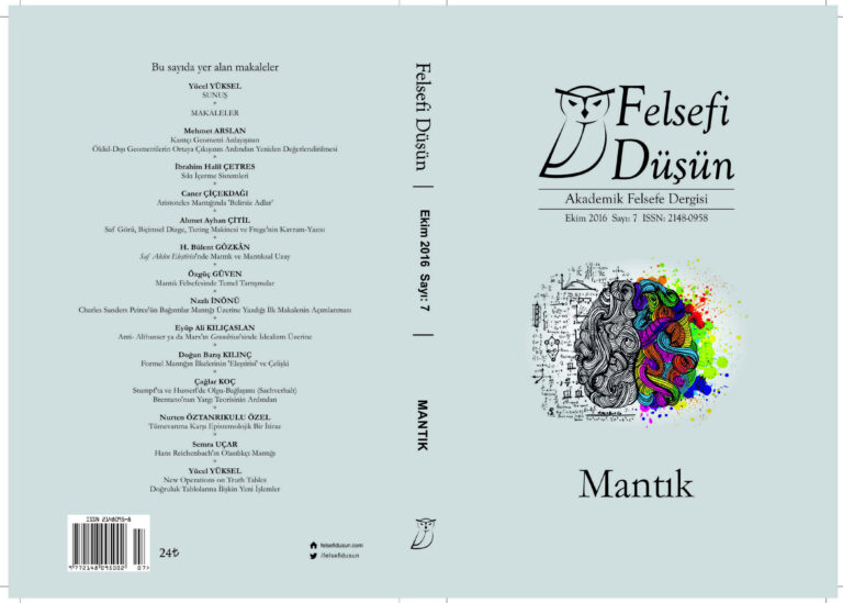Felsefi Düşün Sayı 07 Mantık Ekim 2016 Kitap Kapağı