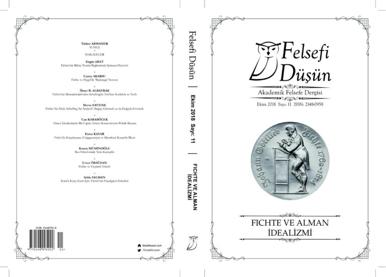 Felsefi Düşün Sayı 11 Fichte ve Alman İdealizmi Ekim 2018 Kitap Kapağı