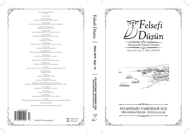 Felsefi Düşün Sayı 13 Felsefenin Tarihinde Ege Pre Sokratikler İyonyalılar Ekim 2019 Kitap Kapağı