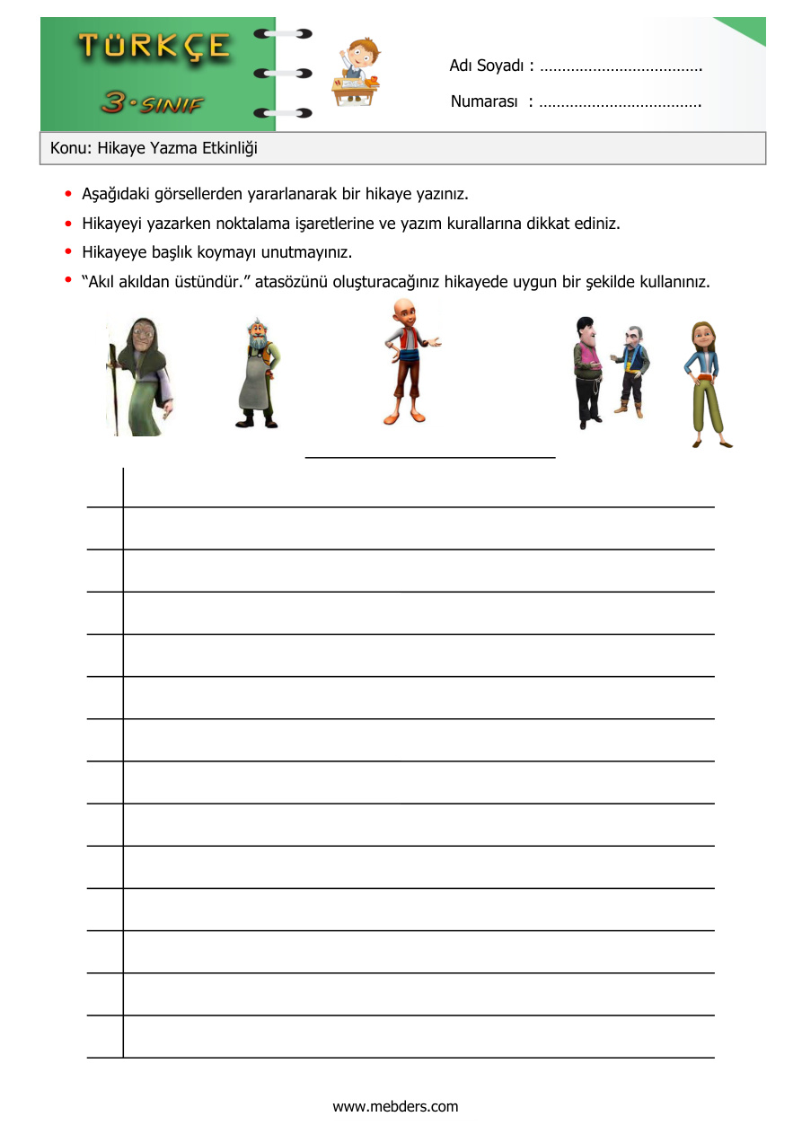 Hikaye Yazma Etkinliği 1 PDF İndir – Komisyon