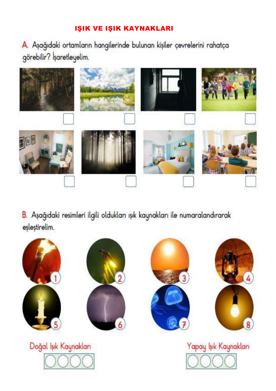 Işık ve Işık Kaynakları Etkinlik PDF İndir – Komisyon