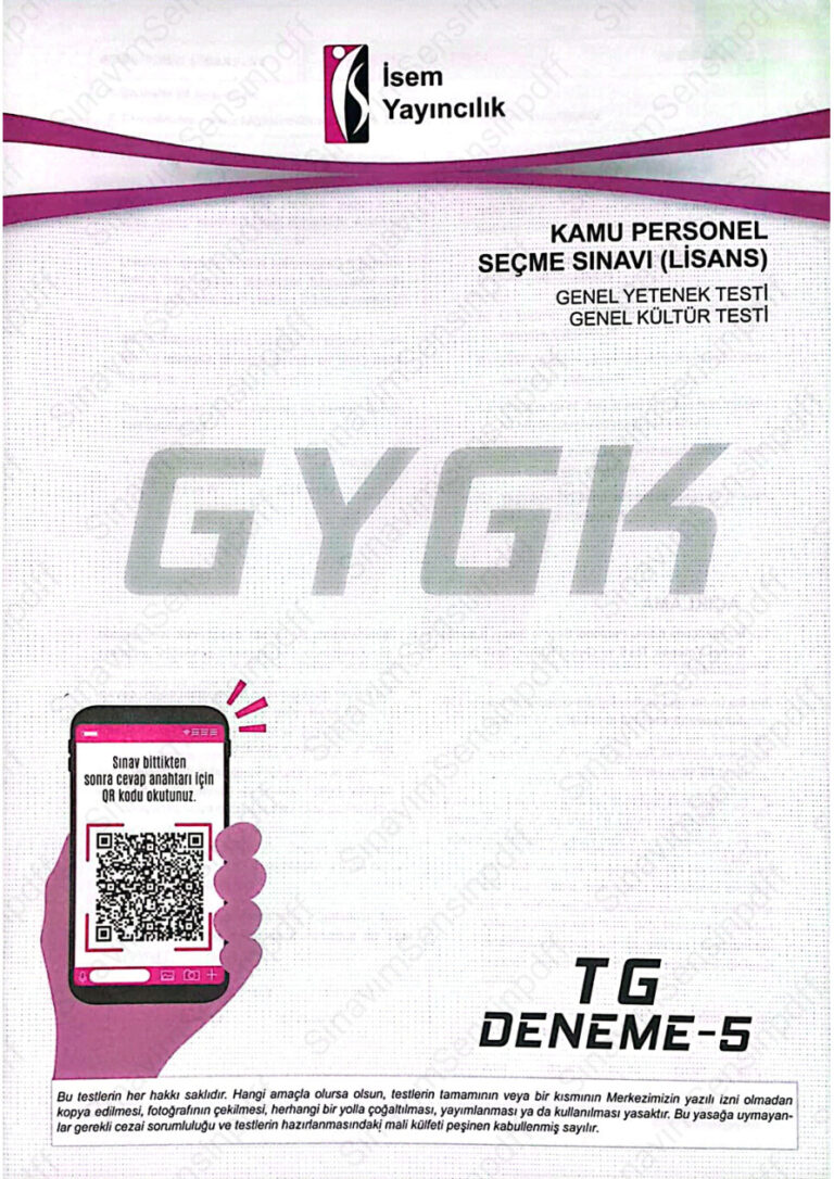 İsem 2024 tg 5 Sınavımsensinpdff Kitap Kapağı
