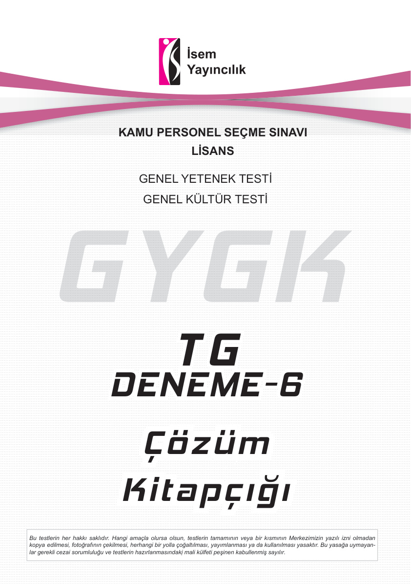 İsem 2024 TG 6 Deneme Sınavı PDF İndir