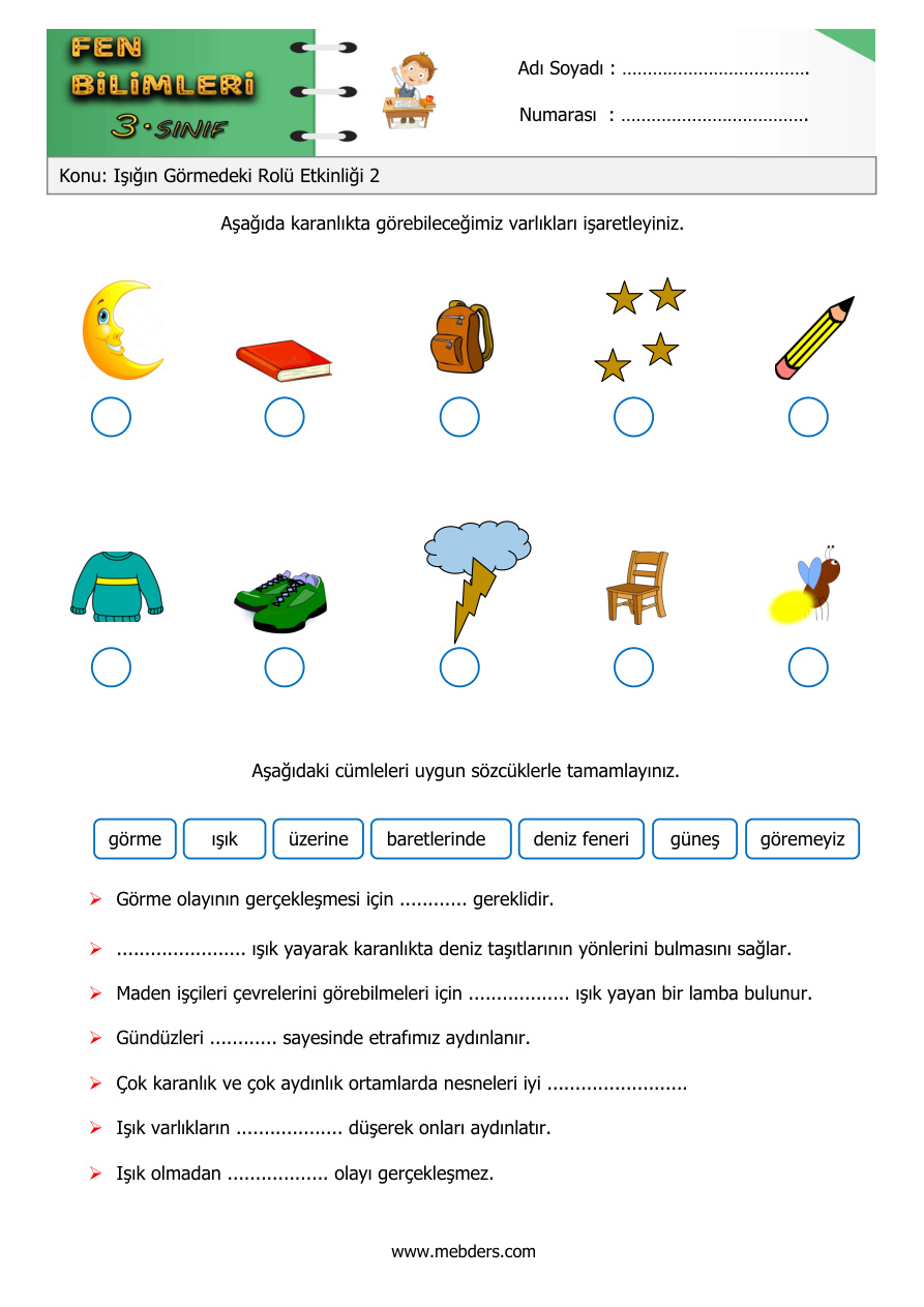 Işığın Görmedeki Rolü Etkinliği 2 PDF İndir – Komisyon
