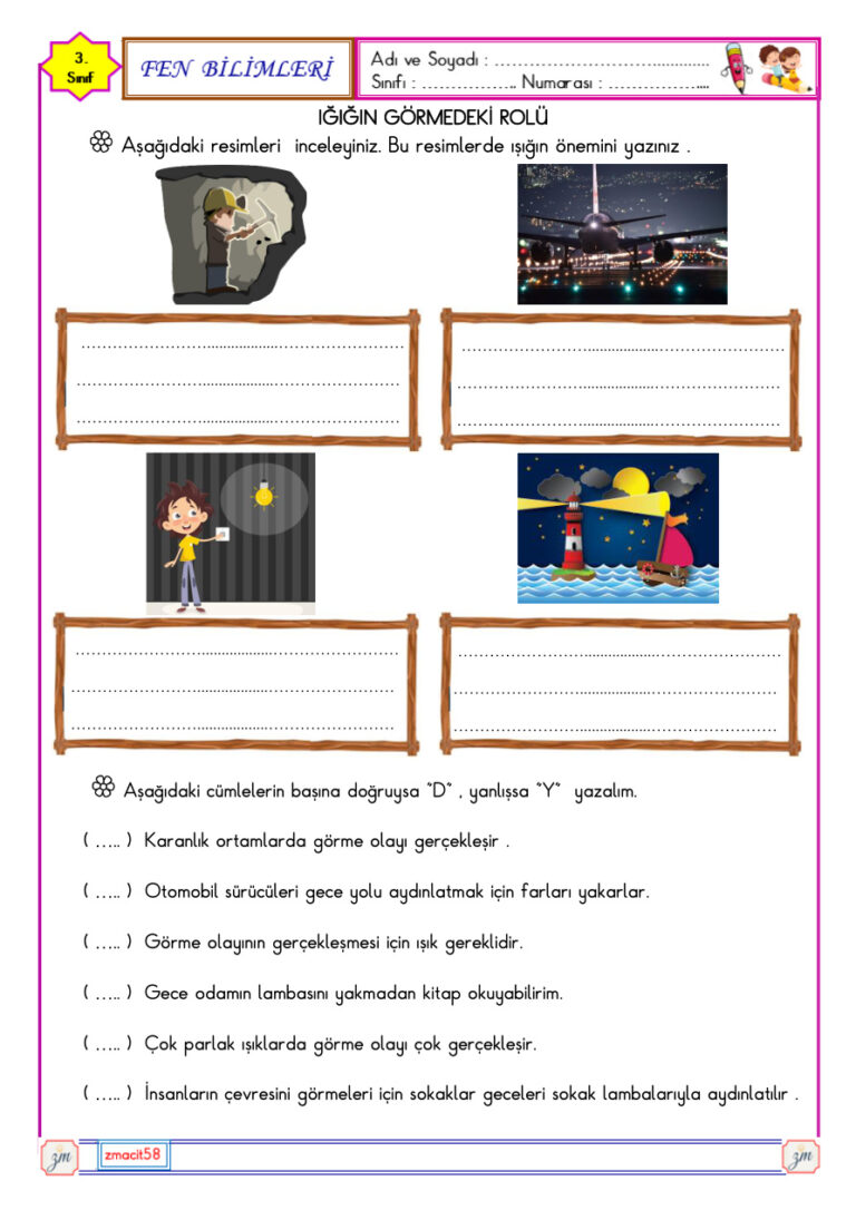 Işığın Görmedeki Rolü Etkinliiği 3 Kitap Kapağı