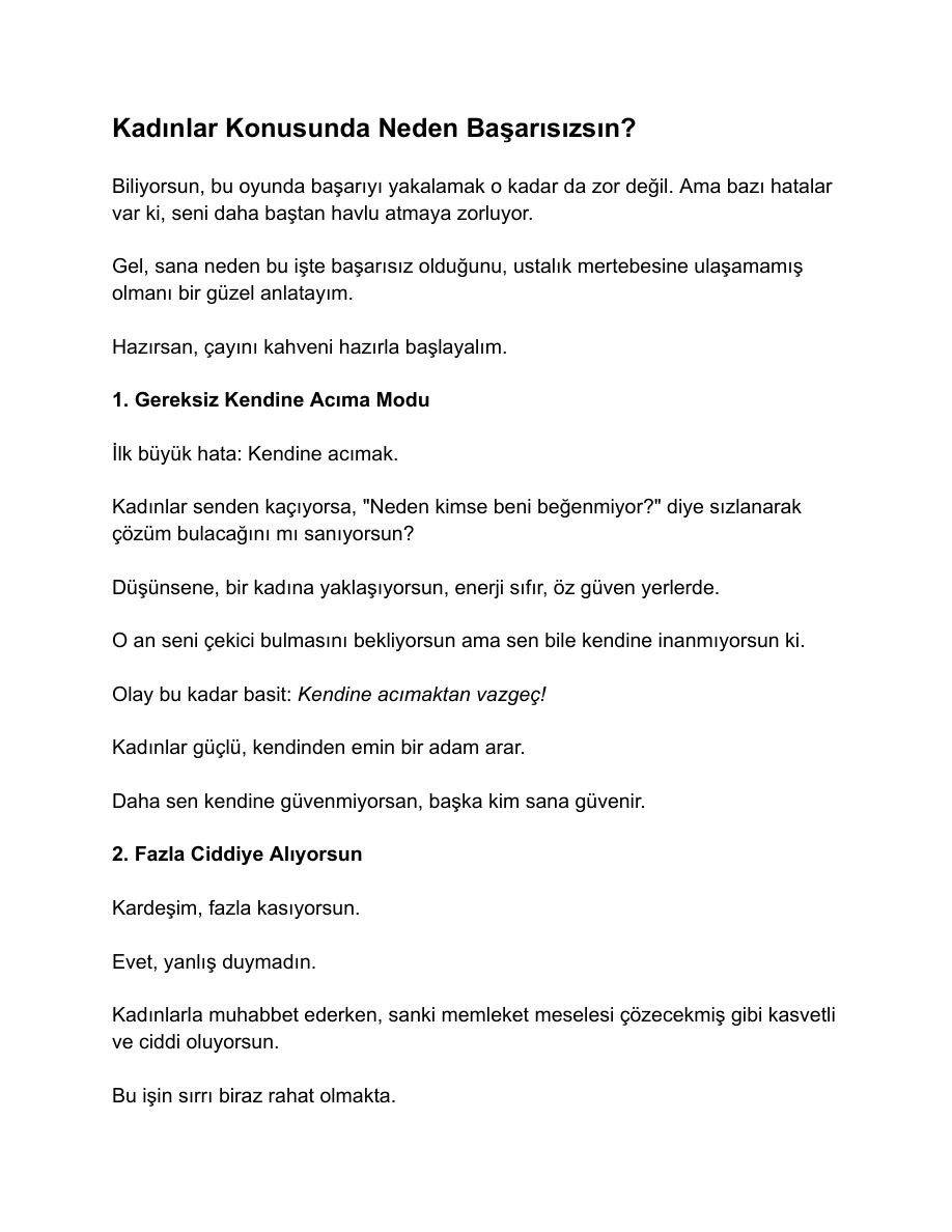 Kadınlar Konusunda Neden Başarısızsın PDF İndir