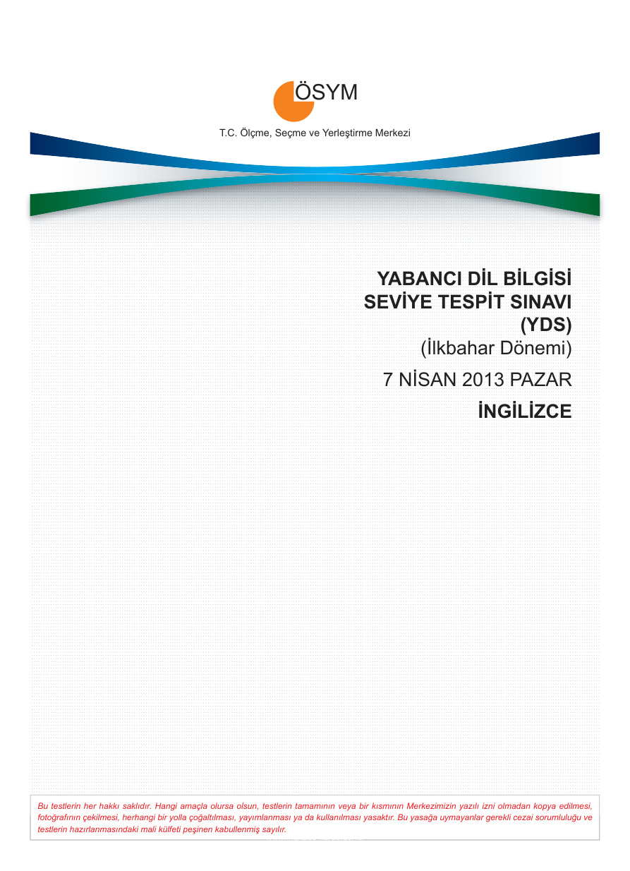ÖSYM Tüm YDS ve YÖKDİL Sınavları PDF İndir