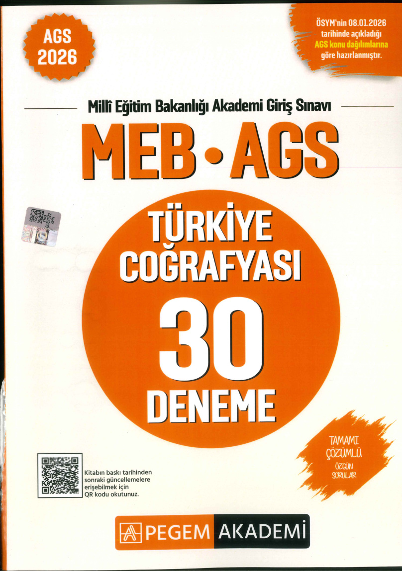 PEGEM MEB -AGS COĞRAFYA 30 DENEME 2026 PDF İndir