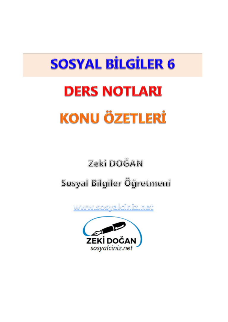 SOSYAL BILGILER 6 DERS NOTLARI TUM UNITELER Kitap Kapağı