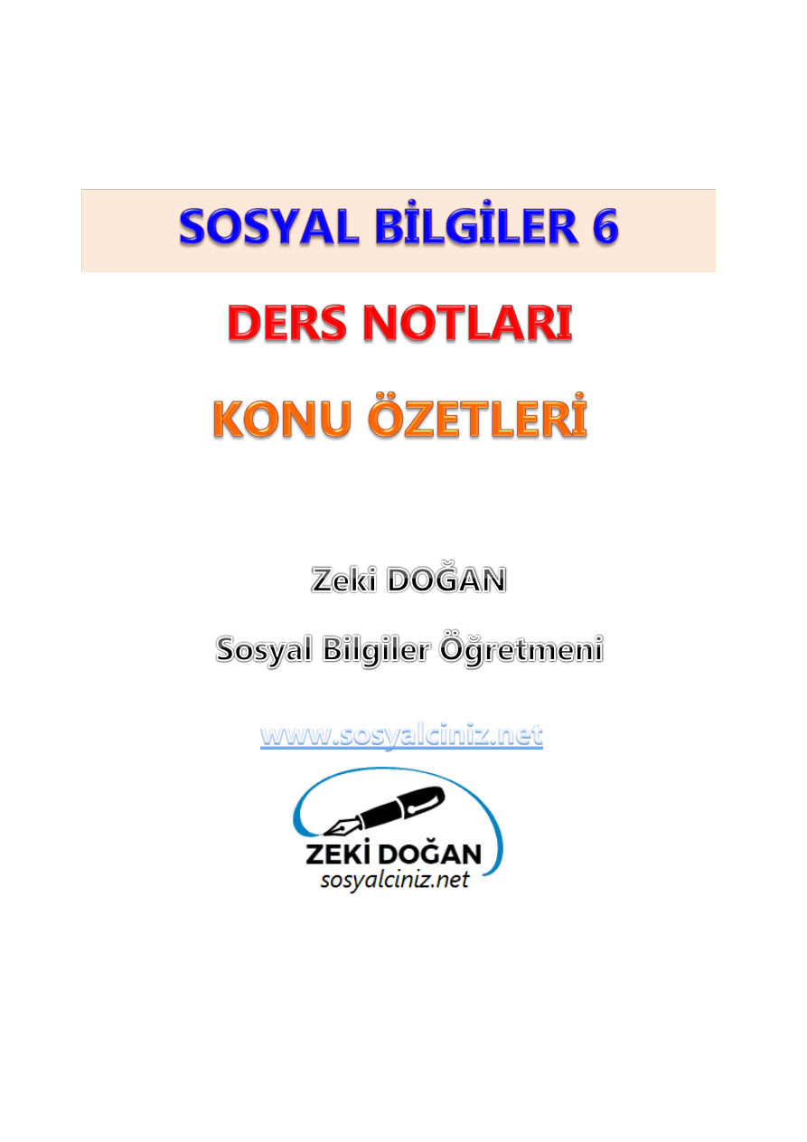 Sosyal Bilgiler 6. Ders Notları Tüm Üniteler PDF İndir – Komisyon
