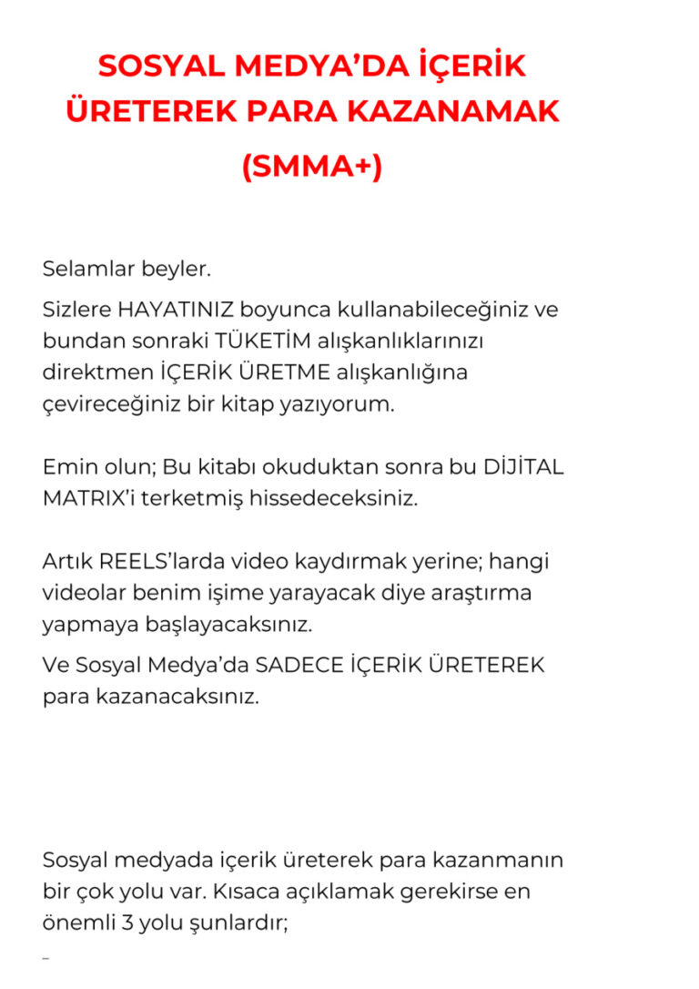 Sosyal Medya da İçerik Üreterek Para Kazanın! SMMA Kitap Kapağı