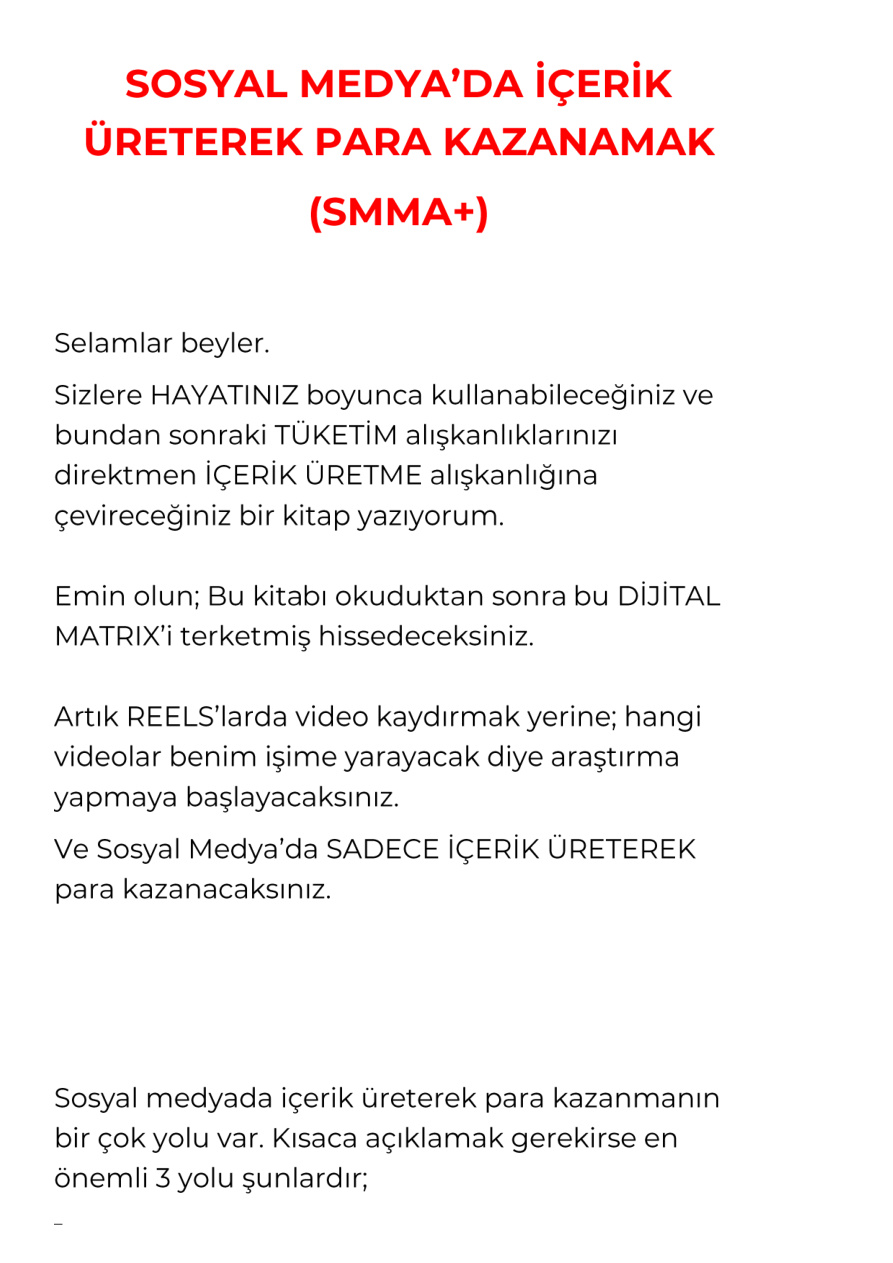Sosyal Medyada İçerik Üreterek Para Kazanın! (SMMA) PDF İndir