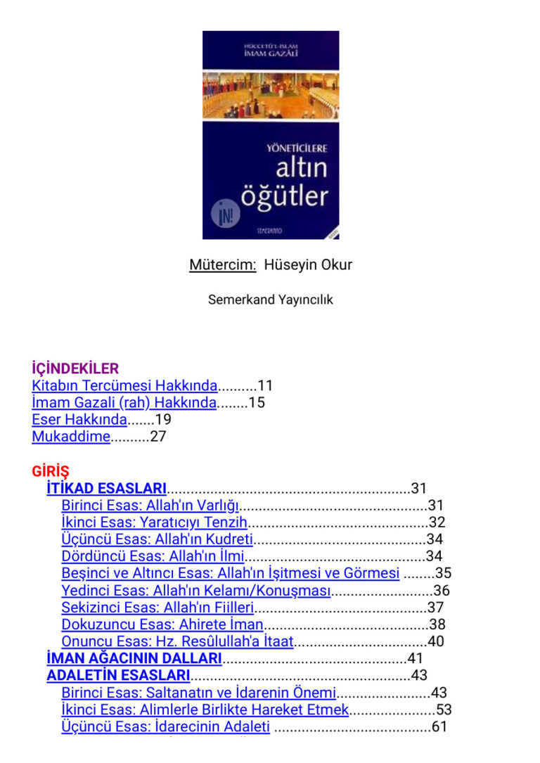 TR ALTIN ÖĞÜTLER İMAM GAZALİ Kitap Kapağı