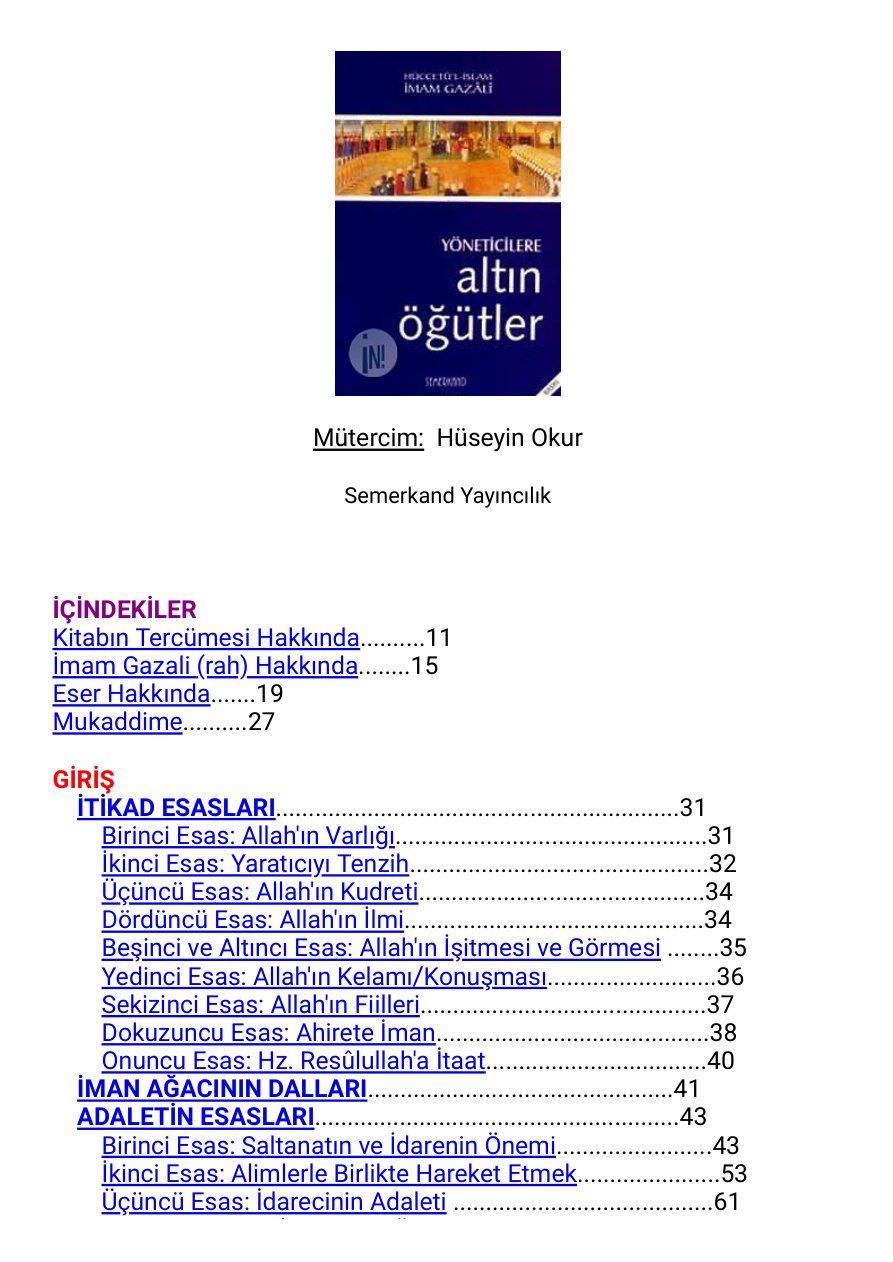 Altın Öğütler PDF İndir - İmam Gazali 1 Altın Öğütler PDF İndir