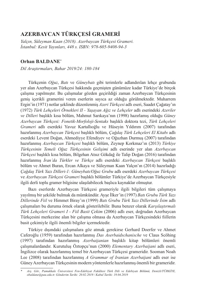 Azerbaycan Türkçesi PDF İndir