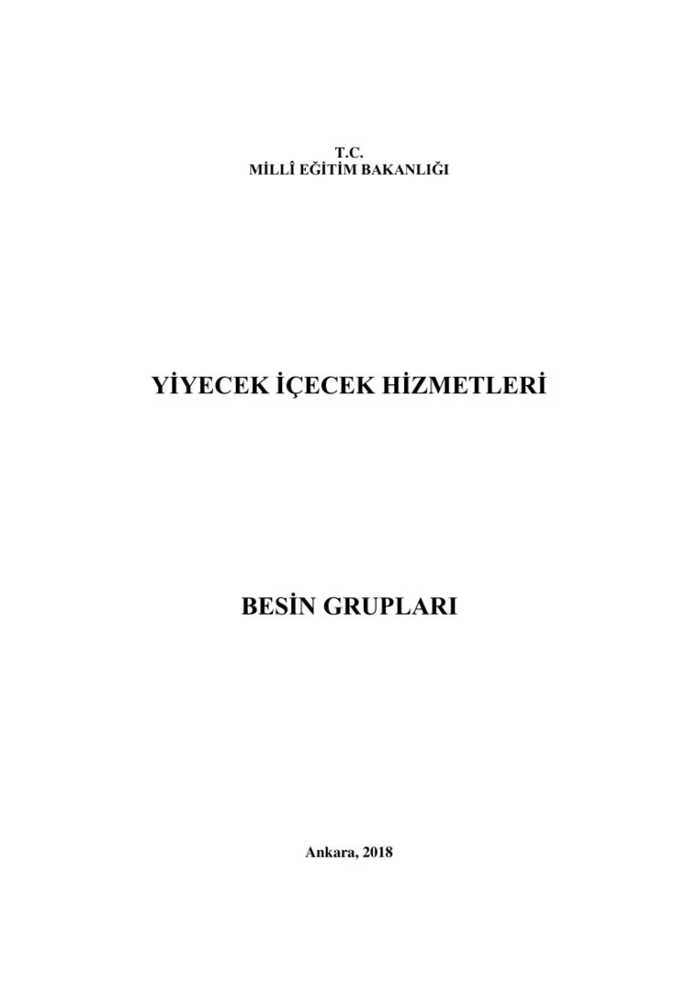 TR BESİN GRUPLARI YİYECEK İÇECEK HİZMETLERİ Kitap Kapağı