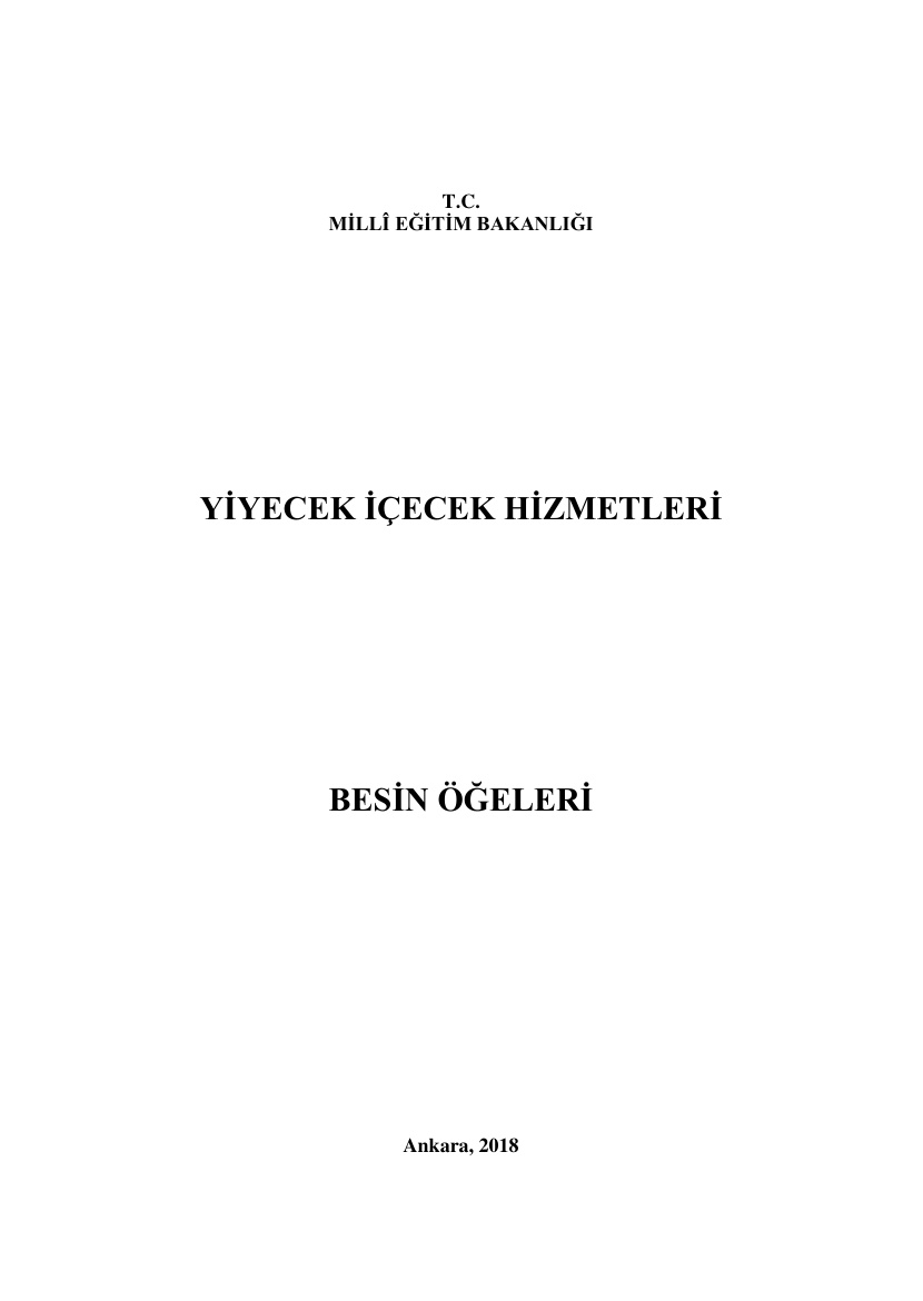 Besin Ögeleri 1: Yiyecek İçecek Hizmetleri PDF İndir