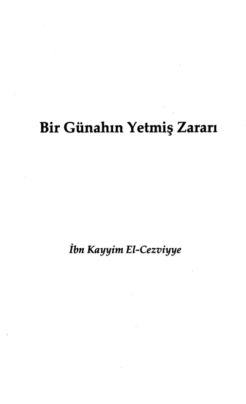 Bir Günahın Yetmiş Zararı PDF İndir – İbn Kayyim el-Cevziyye