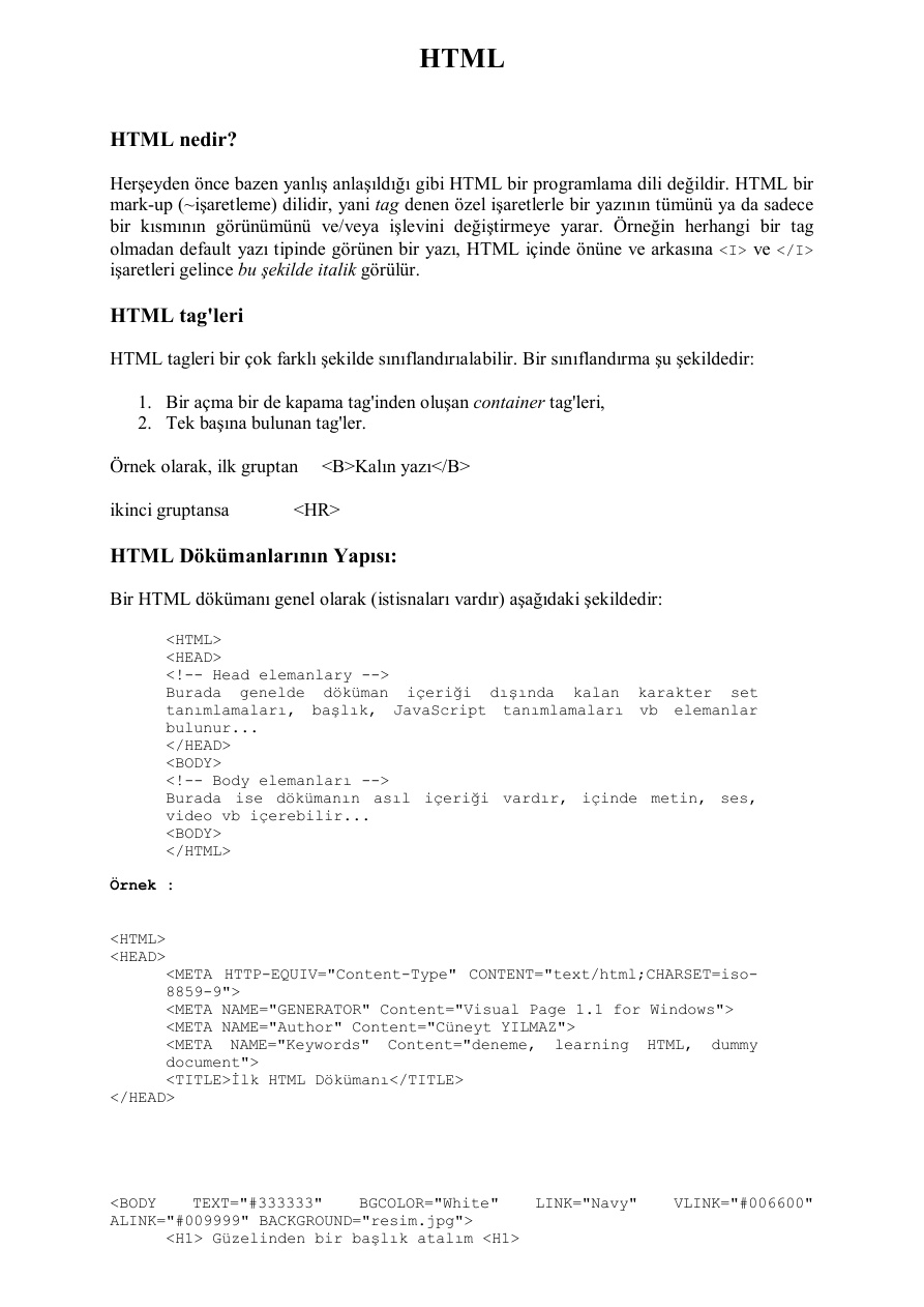 HTML Temel Bilgiler PDF İndir