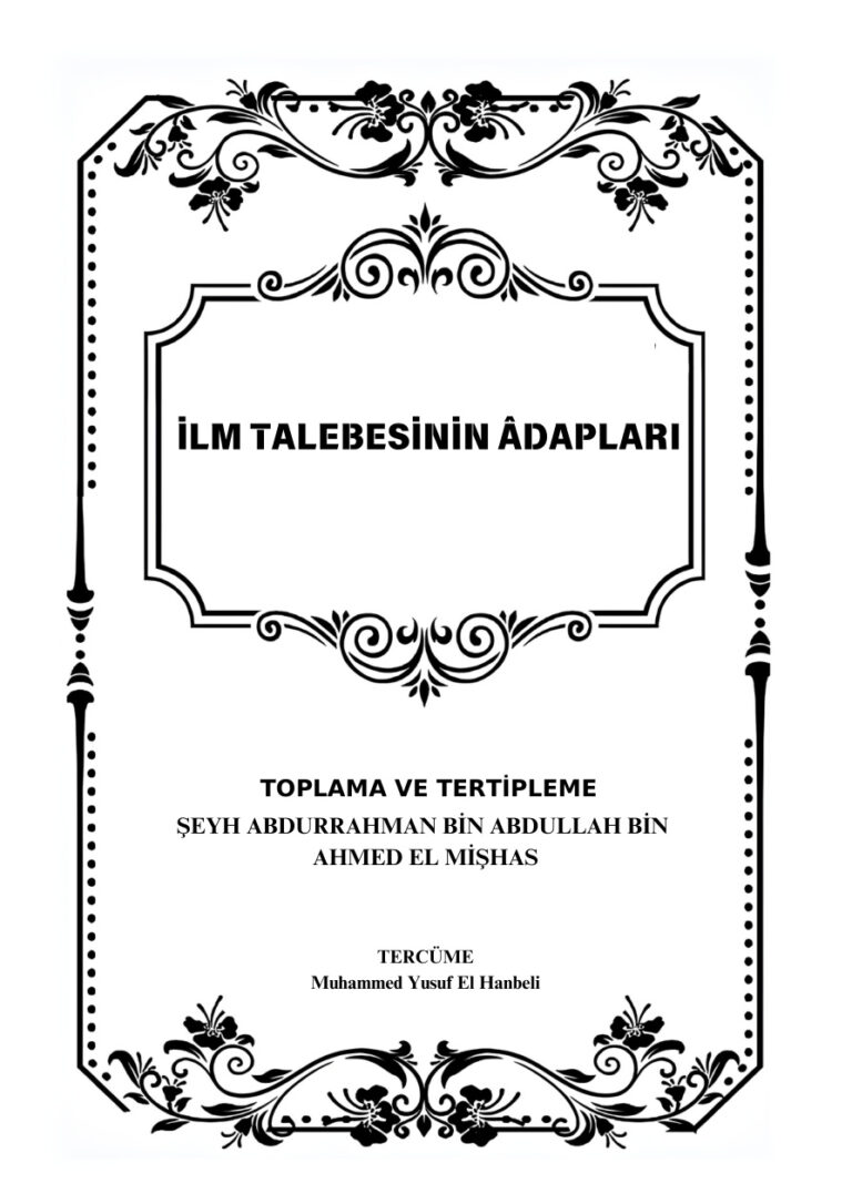 TR İLİM TALEBESİNİN ADAPLARI Kitap Kapağı