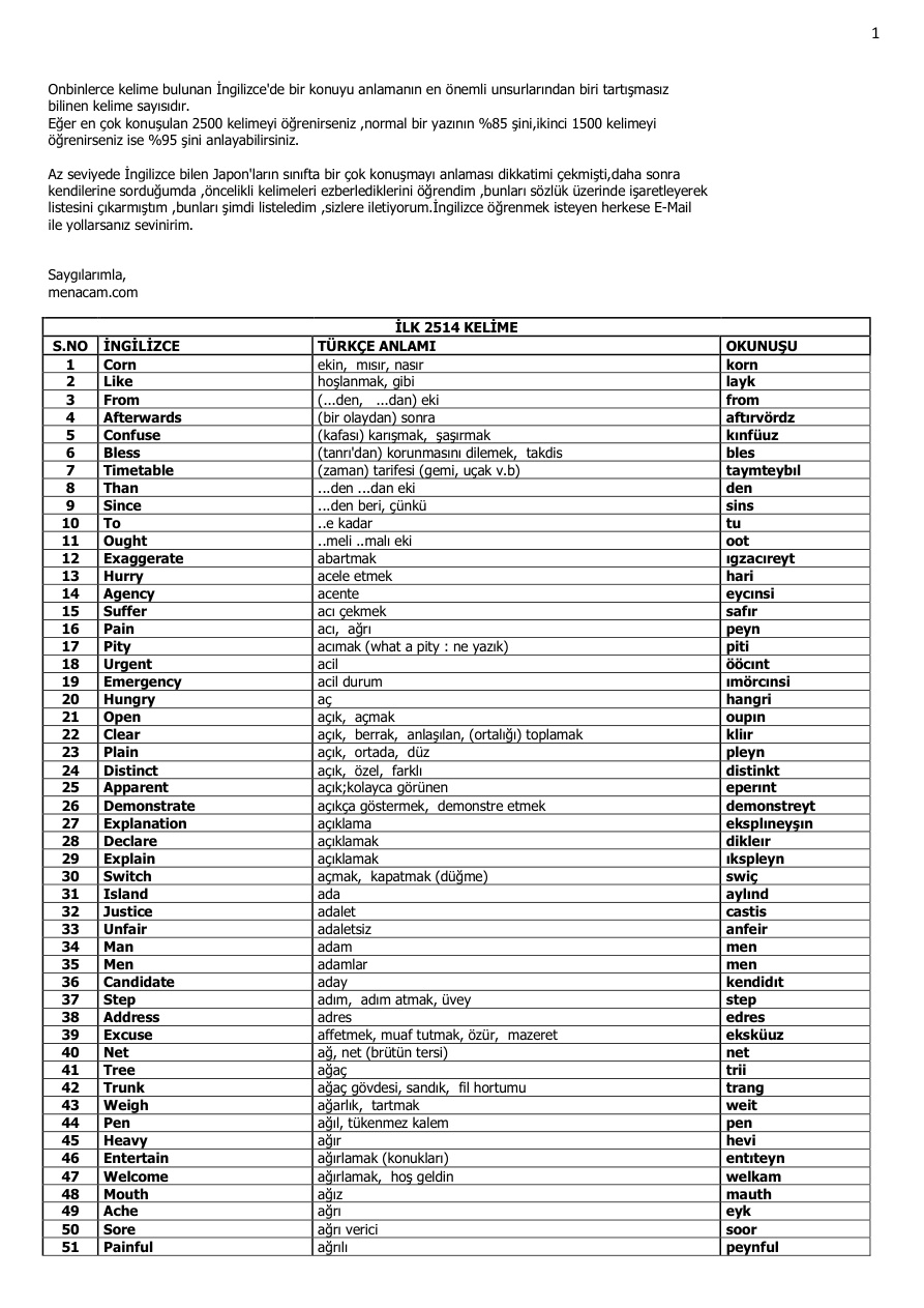 İngilizcede En Çok Kullanılan 4000 Kelime PDF İndir