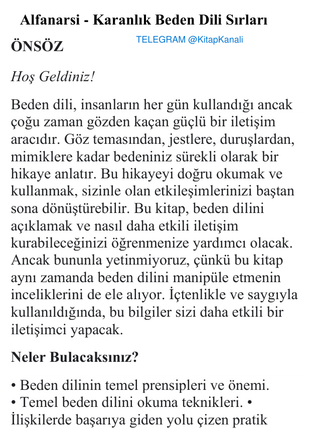 Karanlık Beden Dili Sırları PDF İndir