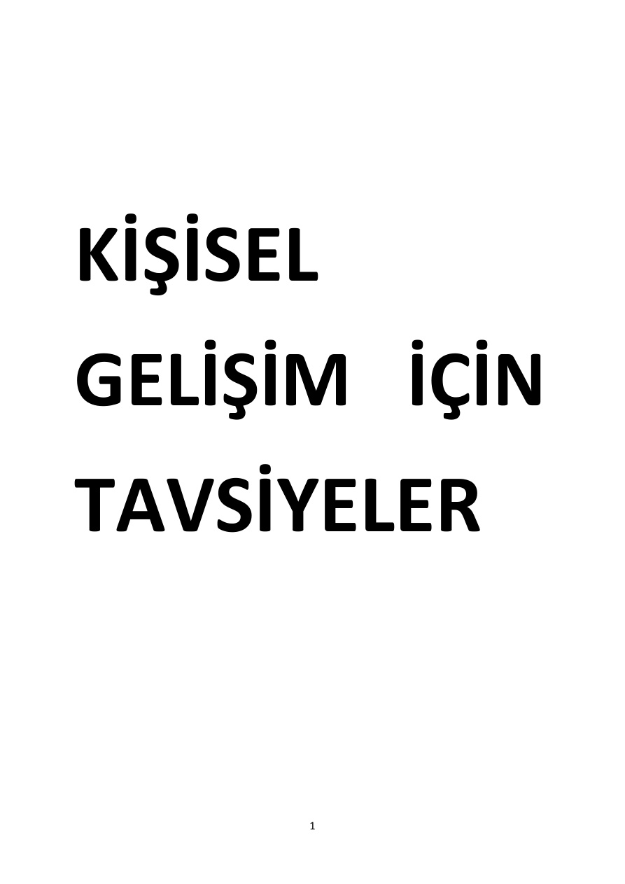 Kişisel Gelişim İçin Tavsiyeler PDF İndir