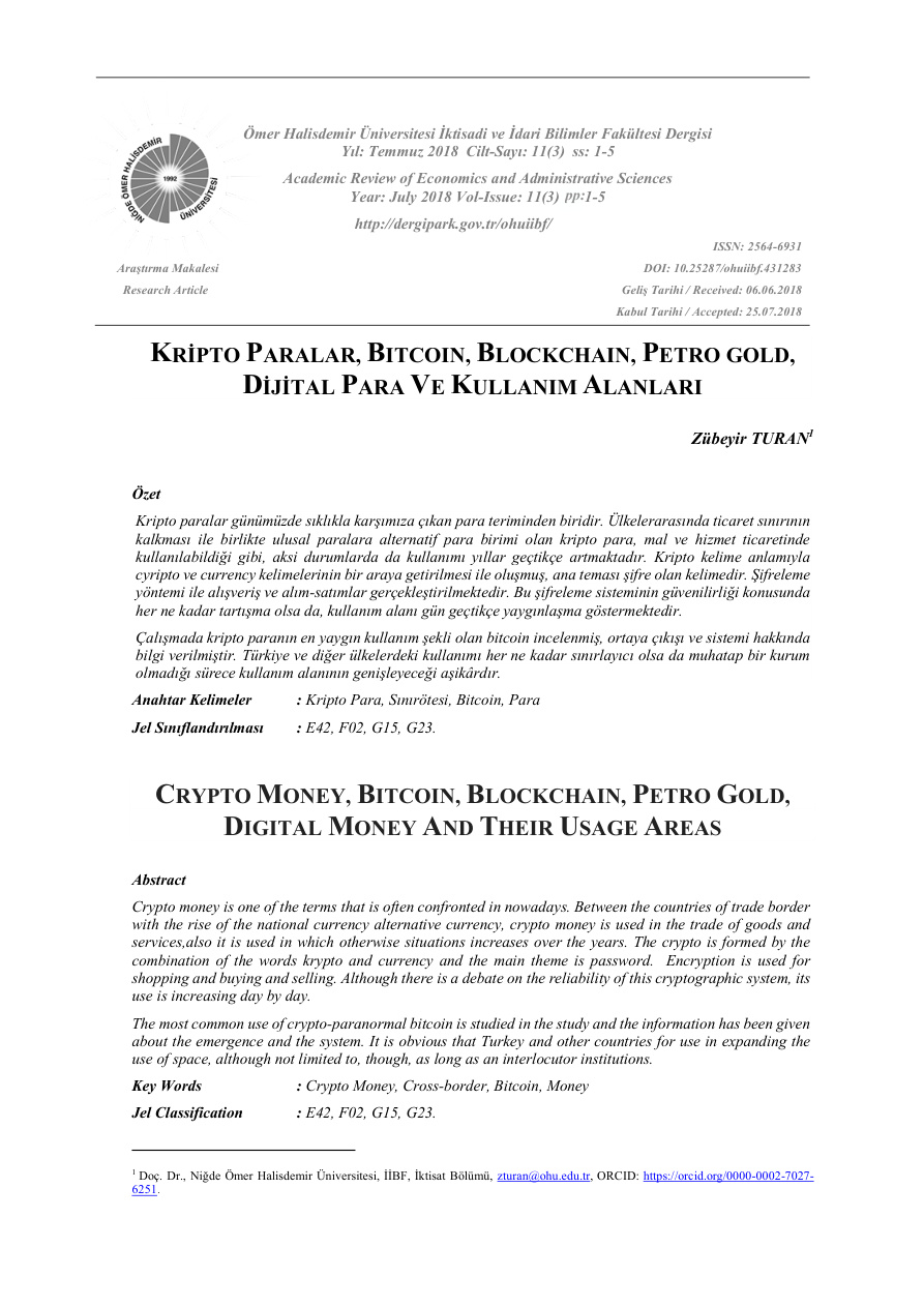 Kripto Paralar ve Kullanım Alanları PDF İndir – Bilinmiyor