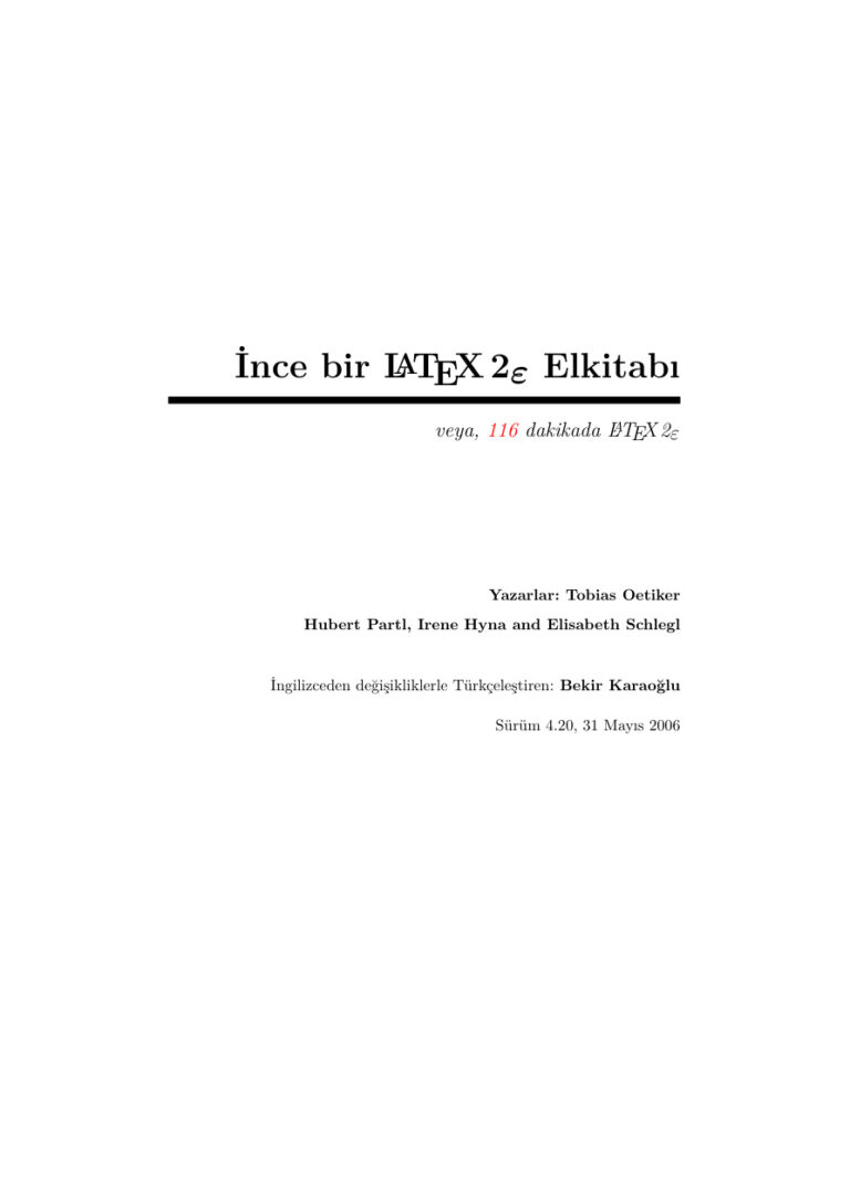 TR LaTeX TÜRKÇE EL KİTABI Kitap Kapağı