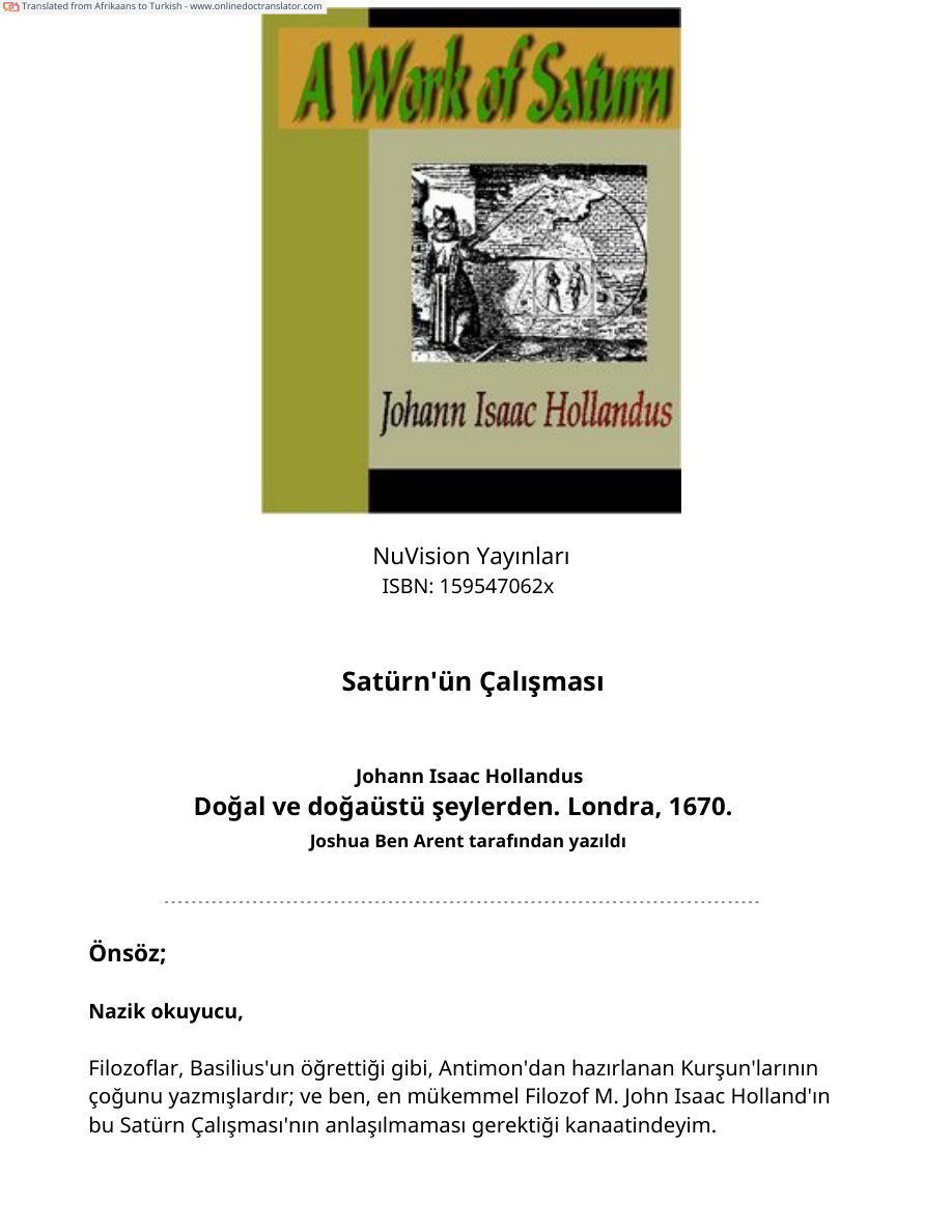 Satürn Çalışması PDF İndir
