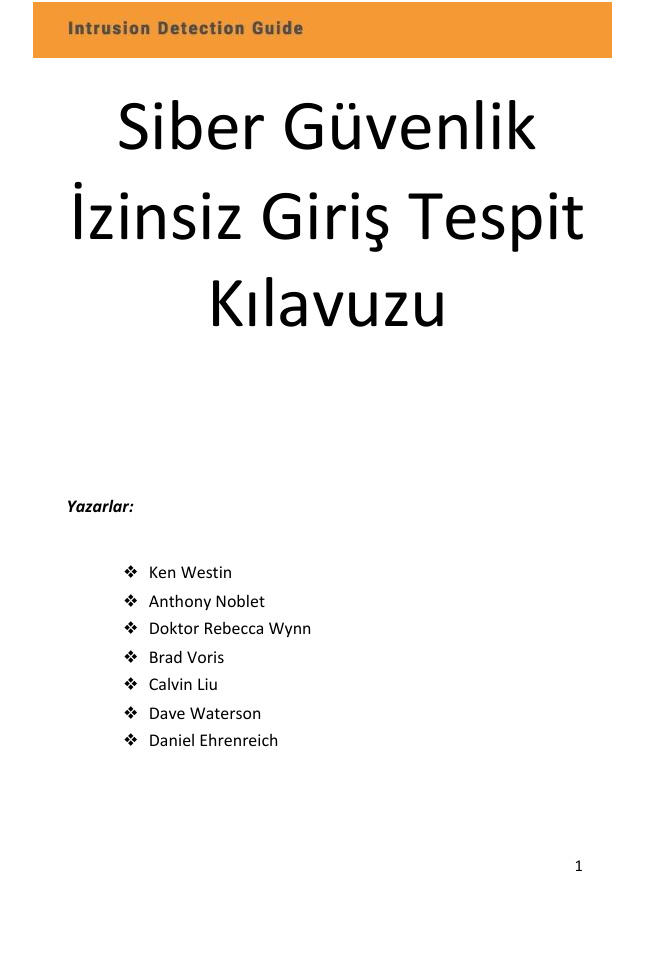 Siber Güvenlik: İzinsiz Giriş Tespit Kılavuzu PDF İndir