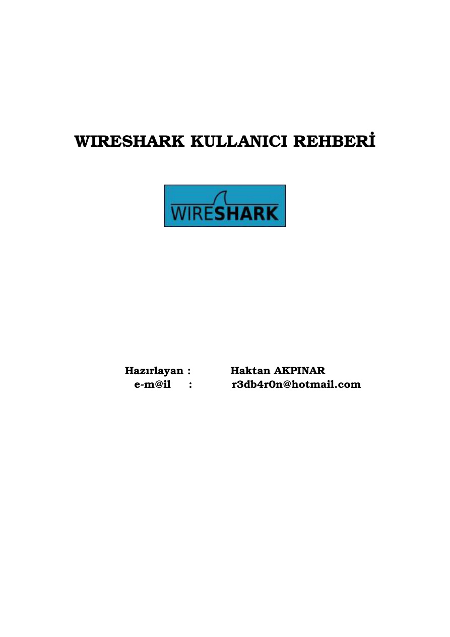 Wireshark Kullanıcı Rehberi PDF İndir – Haktan Akpınar