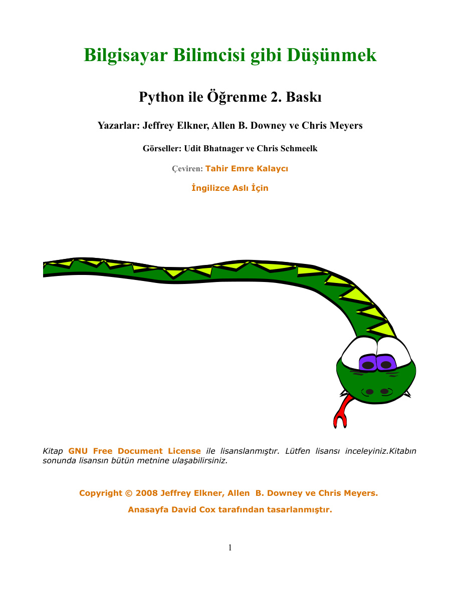 Bilgisayar Bilimcisi Gibi Düşünmek: Python ile Öğrenme PDF İndir