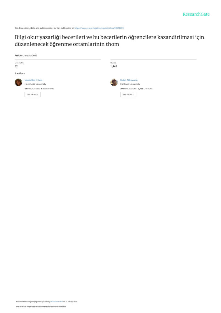 Bilgi Okuryazarlığı Becerileri ve Bu Becerilerin Öğrencilere Kazandırılması PDF İndir - Bilinmiyor 19 TR BİLGİ OKURYAZARIĞI BECERİLERİ VE BU BECERİLERİN ÖĞRENCİLERE KAZANDIRILMASI Kitap Kapağı