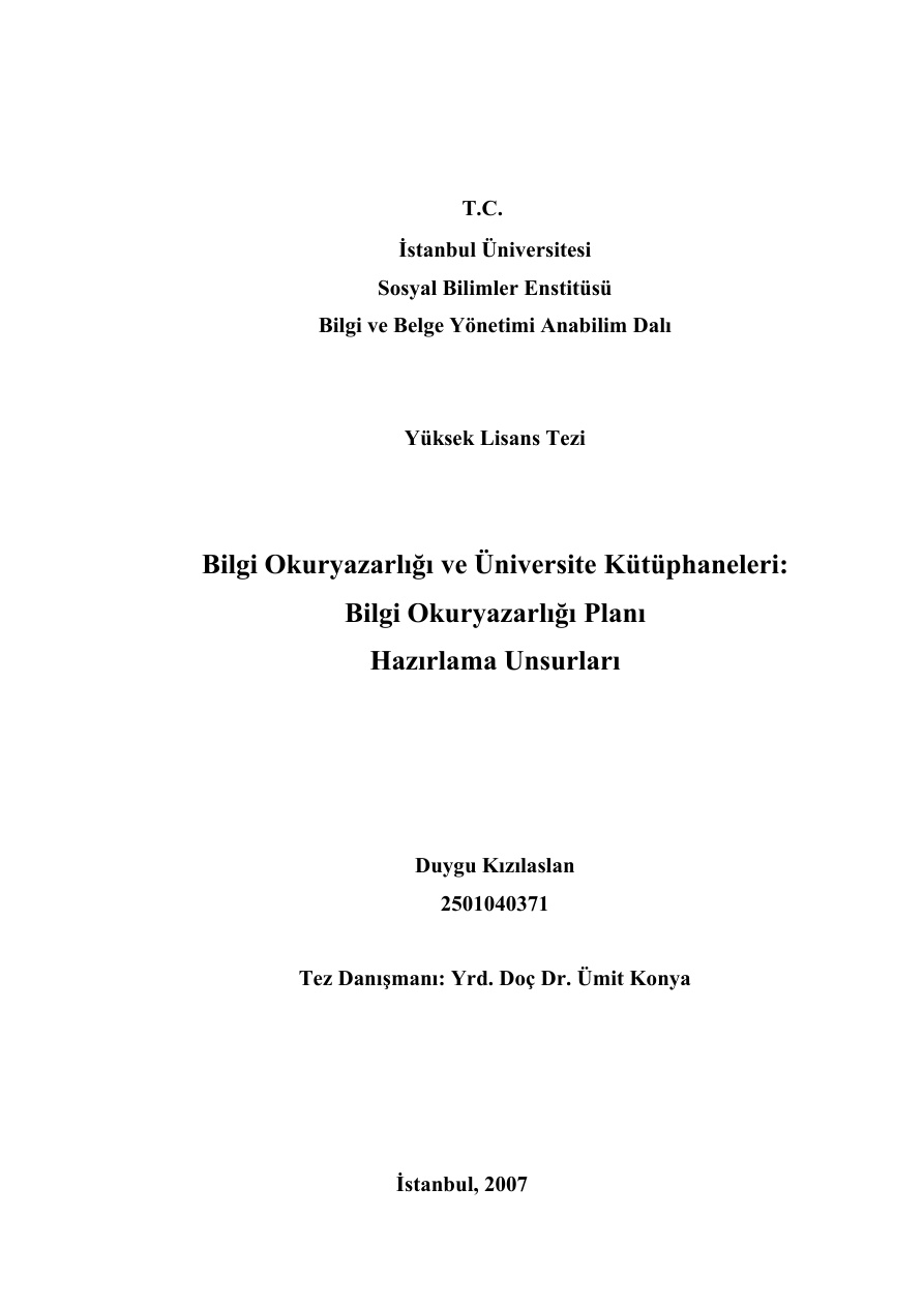 Bilgi Okuryazarlığı ve Üniversite Kütüphaneleri PDF İndir
