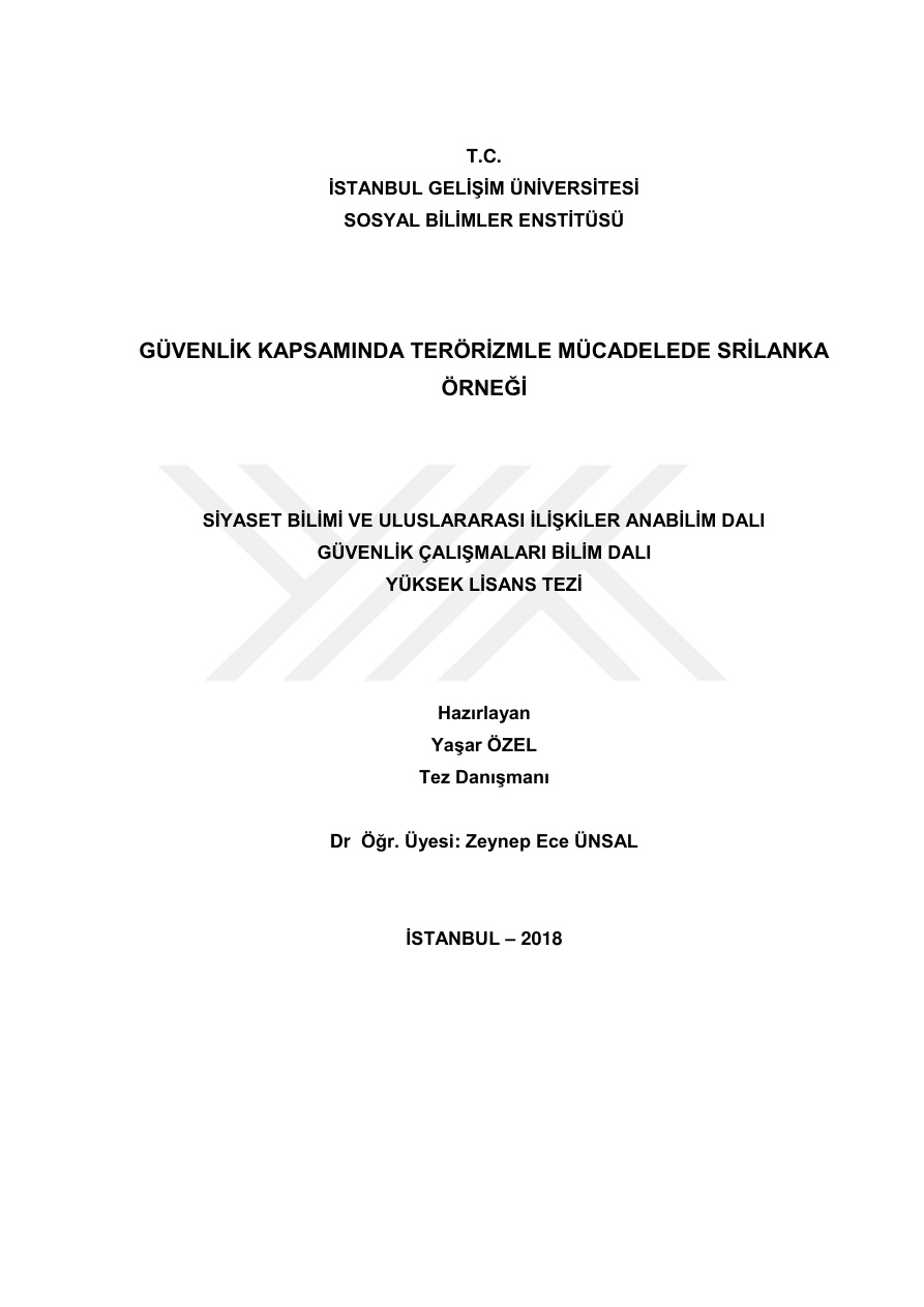 Güvenlik Kapsamında Terörizmle Mücadelede Sri Lanka Örneği PDF İndir
