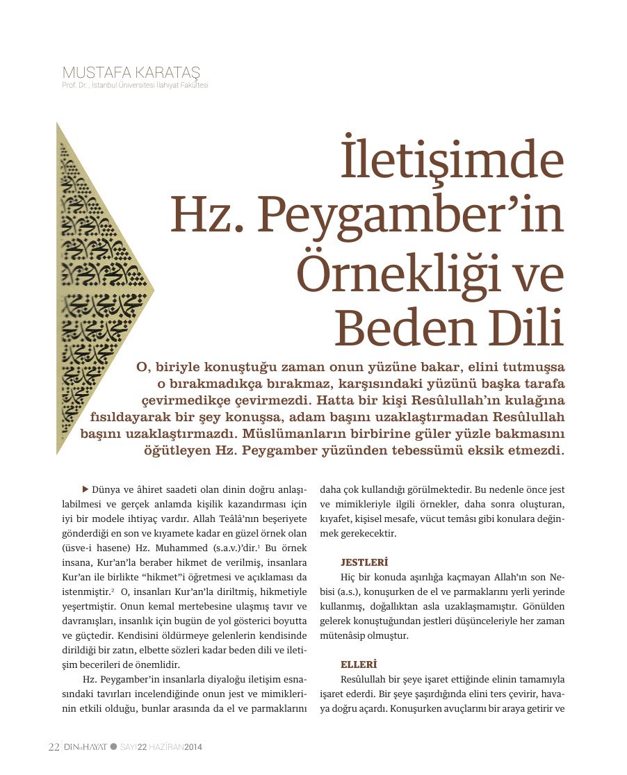 İletişimde Hz. Peygamber’in Örnekliği ve Beden Dili PDF İndir
