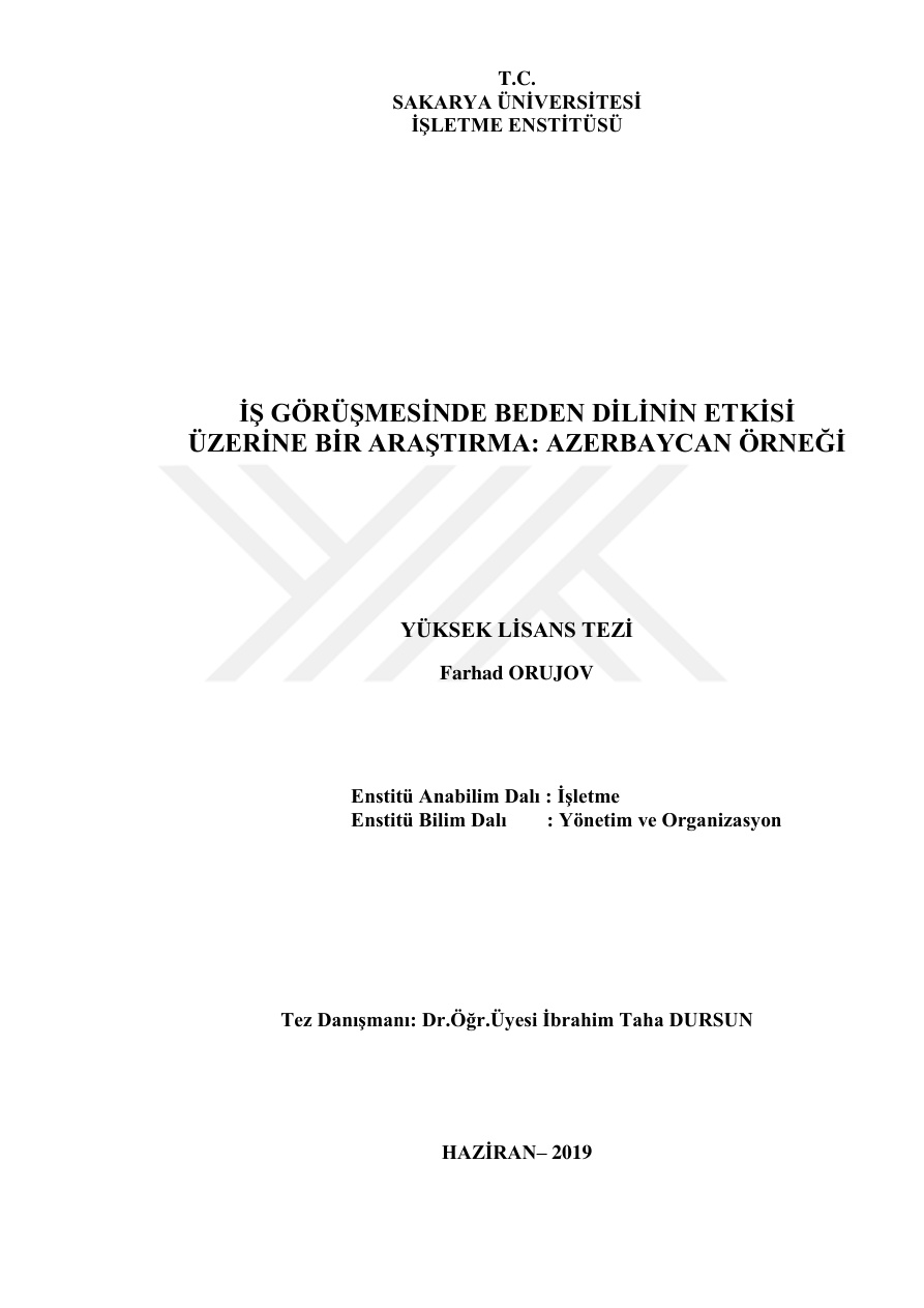 İş Görüşmesinde Beden Dilinin Etkisi Üzerine Bir Araştırma PDF İndir