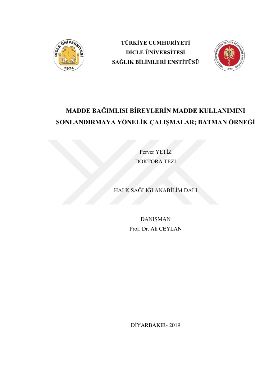 Madde Bağımlısı Bireylerin Madde Kullanımını Sonlandırmaya Yönelik PDF İndir