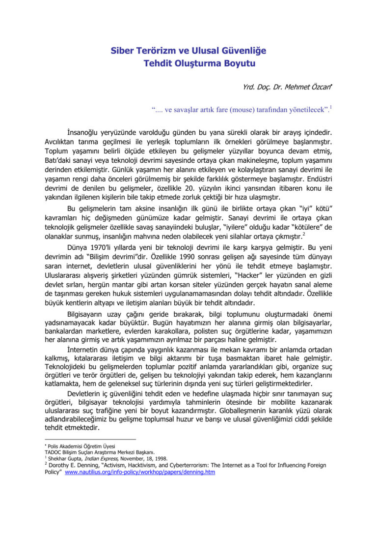 Siber Terörizm ve Ulusal Güvenliğe Tehdit Oluşturma Boyutu PDF İndir - Mehmet 5 TR SİBER TERÖRİZM VE ULUSAL GÜVENLİĞE TEHDİT OLUŞTURMA BOYUTU MEHMET Kitap Kapağı