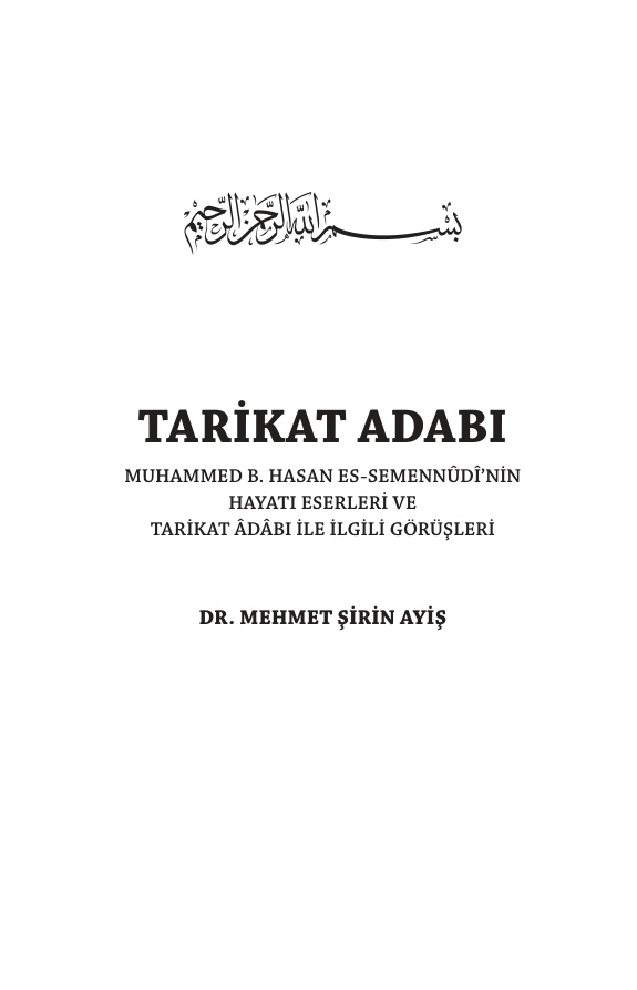 Tarikat Adabı PDF İndir – Muhammed Bin Hasan es-Semennudi, Mehmet Şirin Ayiş