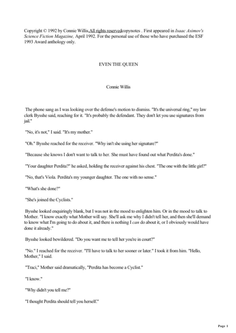 TR Even the Queen n Other Short Stories Connie Willis Kitap Kapağı