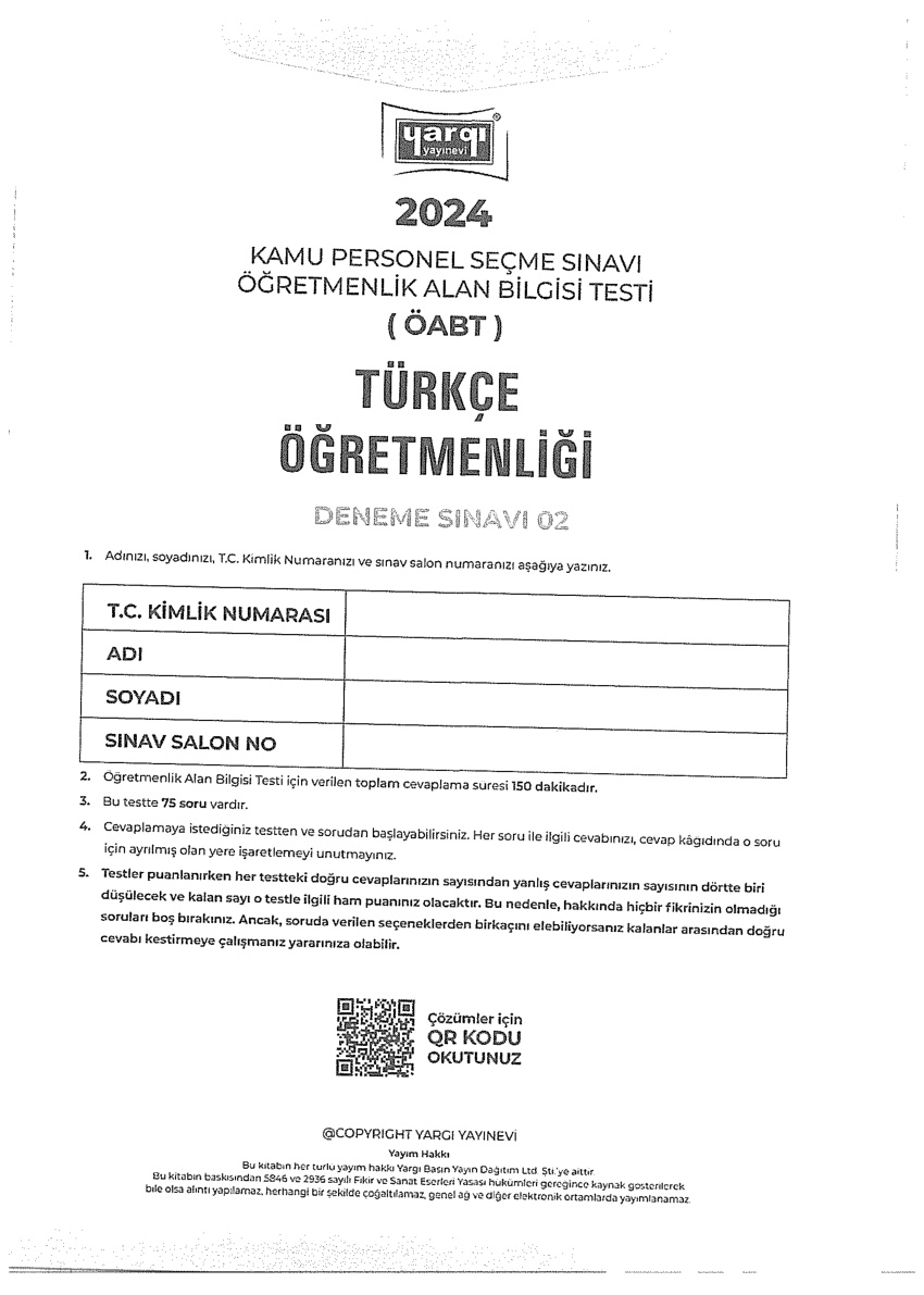Yargı 2 Türkçe 2024 TG PDF İndir