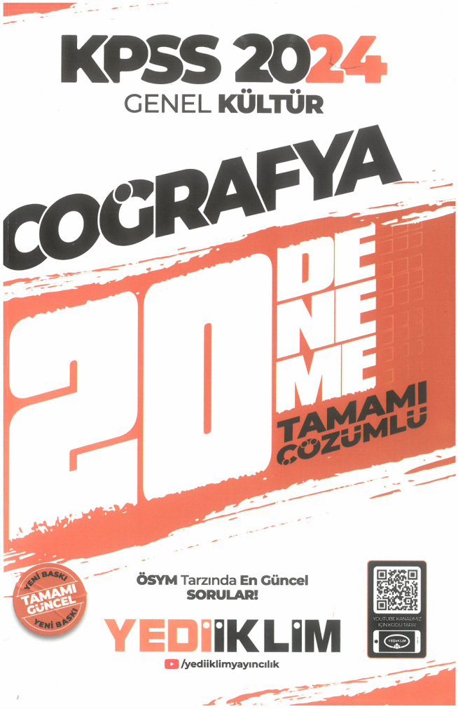 Yediiklim Coğrafya Çözümlü 20 Deneme PDF İndir