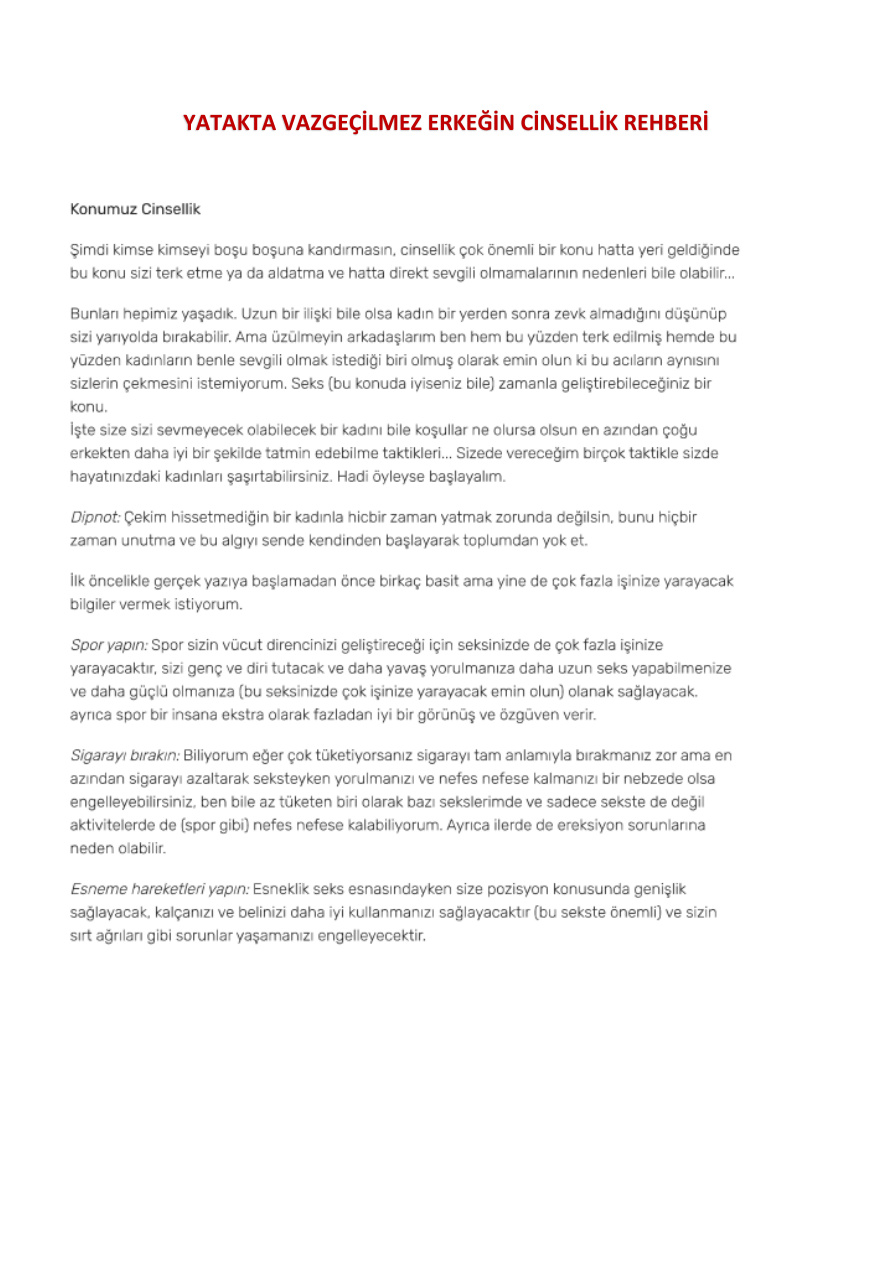 Yatakta Vazgeçilmez Erkeğin Cinsellik Rehberi-2 PDF İndir