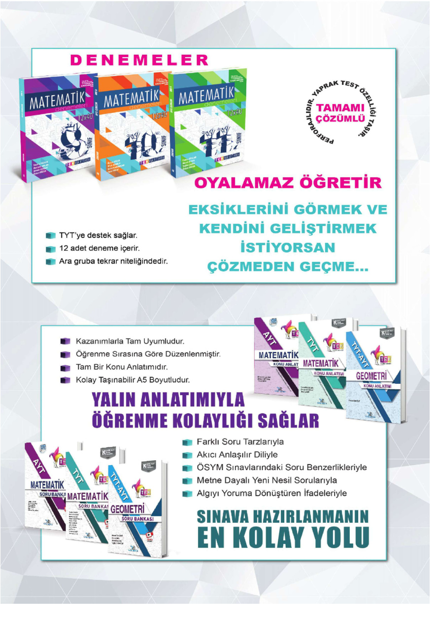 Yayın Denizi TYT AYT Geometri Fark Attıran Deneme PDF İndir – Komisyon